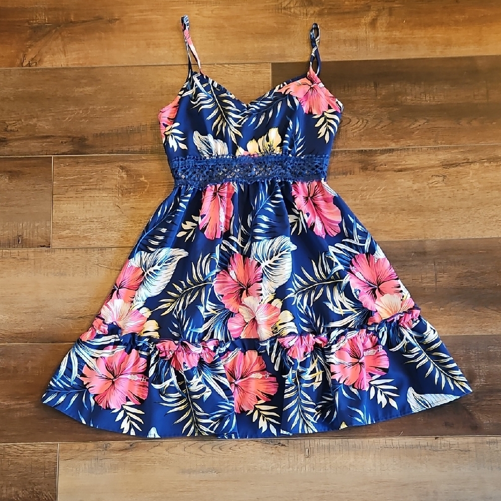 SHEIN Kids Dress with Pink and Blue Floral Design